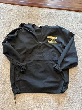 Champion Black Jacket with Red & Blue Logo